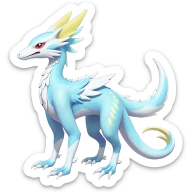 Colorful scaly flurry iridescent shiny bioluminescent translucent luminescent neon pastel bright pale Latias-Sergal-Vernid-Lombax-Renamon-Zeraora-Bastet-Fakémon-hybrid-fusion-creature, full body sticker
