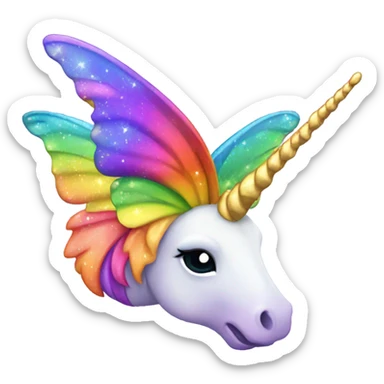 rainbow unicorn horned sparkling butterfly  sticker
