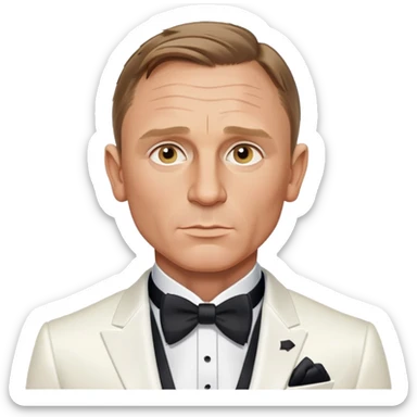 Daniel Craig as James Bond with white tuxedo sticker