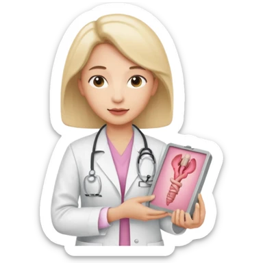  androgynous radiologist holding an image of the uterus sticker