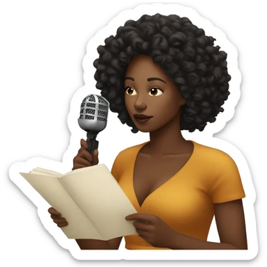 Beautiful Black woman doing poetry with mic sticker