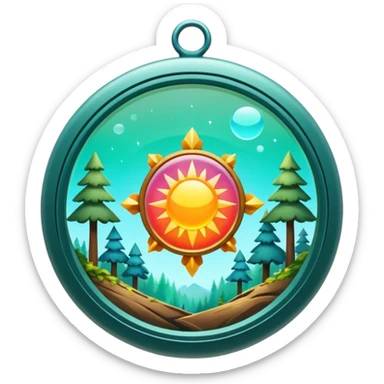 Abstract solarpunk amulett matte glass colorful clearing - an open space in a forest, light, spacious, minimal. sticker