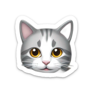 Gato gris y blanco asomando cabeza desde caja de carton sticker