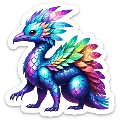  Shiny sparkly fantasy transparent bioluminescent luminescent vibrant bright pastel dark exotic tropical iridescent colorful nebula rainbow gradients cyber-Protogen-Fakémon-Pokémon-Vernid-creature sticker