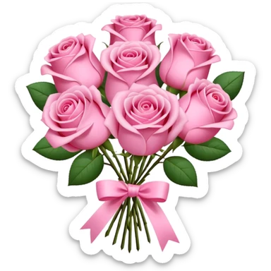 pink rose bouquet with pink ribbons  sticker