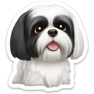 black ears white dog shih tzu  sticker