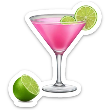 Cosmopolitan drink with a small lime decorating it sticker