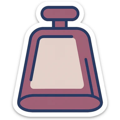 Add a handle to the maroon cowbell in flat illustration style, minimal details, with no background. sticker