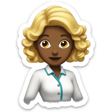 Una chica blanca con pelo ondulado negro sacando la lengua sticker