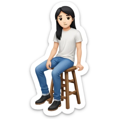 a person sitting on stool with full backward turned

 sticker