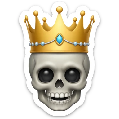 Skull with a crown on his head that looks like an emoji sticker