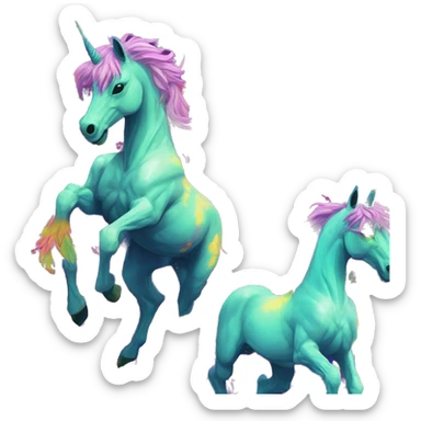 Graffiti Trippy patchwork Zombie Pegasus unicorn psychedelic flowers floral groovy art neon rave raving sticker