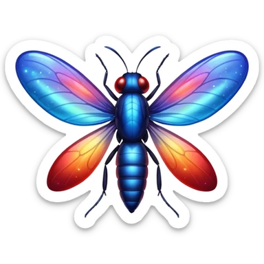 glitter red and blue firefly sticker