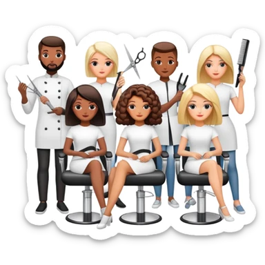 group of people learning hairdressing in beauty salon training sticker