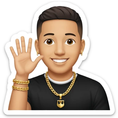 joven trigueno corte de pelo daddy yankee sonrisa bonita mano arriba sticker