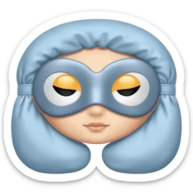 emoji of an isolated silky sleep mask, no eyes, no face, no character features, smooth satin texture with gentle shine, pastel grey-blue color, soft rounded shape, cozy winter pajama mood, soft shadows sticker