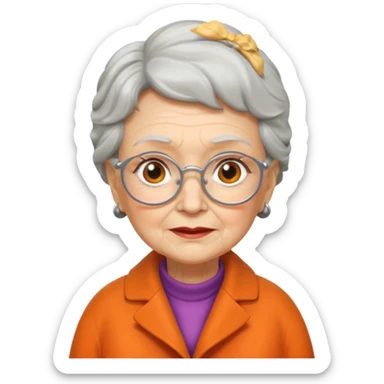 a granny with orange coat sticker
