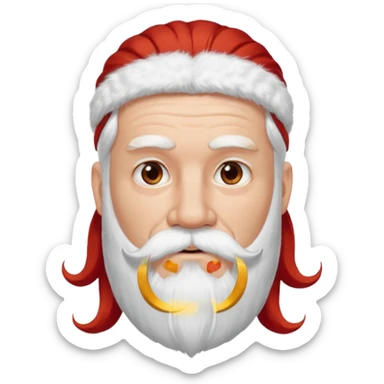 very white bearded and white mustached, red long haired, wearing ear accessories sticker