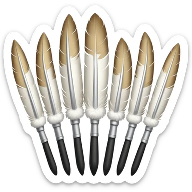 A row of goose feather pens sticker