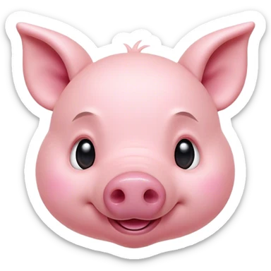 Cinematic Comical Piglet Portrait Emoji, Head tilted dramatically with an exaggeratedly amused expression, featuring a strikingly soft rosy-pink hide with a tiny, playful snout, wide, expressive beady eyes filled with playful disbelief, Simplified yet hilariously expressive features, highly detailed, glowing with a slightly sassy glow, high shine, dramatic yet playful, stylized with an air of cheeky mischief, bright and endearing, soft glowing outline, capturing the essence of a spirited and over-the-top piglet, so meme-worthy it feels like it could squeal its way into internet fame instantly! sticker