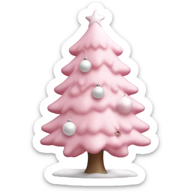 baby pink christmas tree with white baubles  sticker