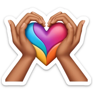 Manos coloridas formando un corazón  sticker