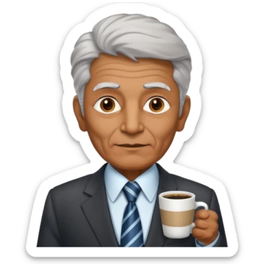 indian politition elderly with coffee sticker