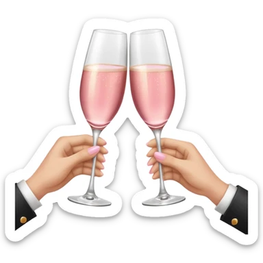 champagne glasses with pink champagne giving cheers with two hands sticker