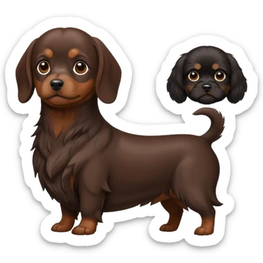 Miniature chocolate brown and tan dachshund and fluffy black shih tzu sticker
