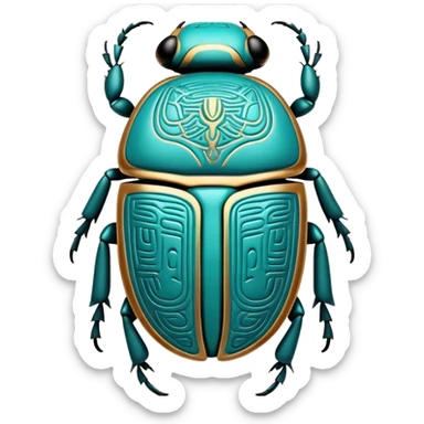 ancient Egyptian scarab beetle amulet with hieroglyphics sticker