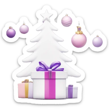 Light pink and purple Christmas gifts under a white Christmas tree  sticker