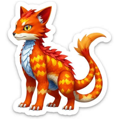 Gabite-Veemon-Digimon-Peppercat-Pokémon-Flamedramon-fusion-animal-hybrid-creature, Full body  sticker
