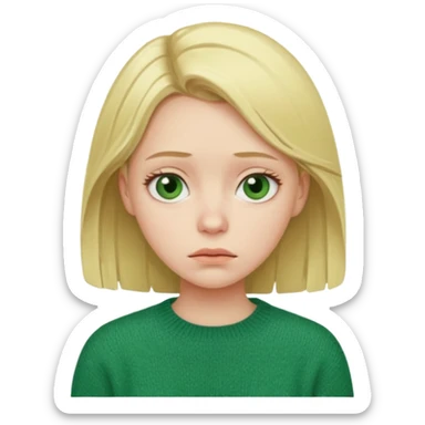 blonde girl has sore throat in green sweater sticker