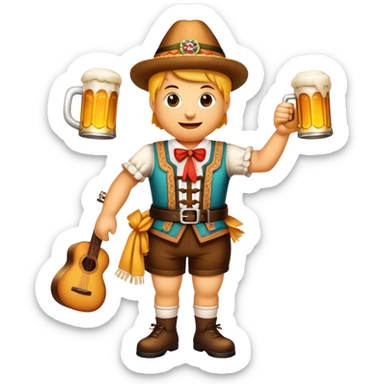 Cinematic Realistic Oktoberfest Pop Culture Emoji, depicting a vibrant celebration with beer, music, and traditional costumes rendered with dynamic textures and festive lighting. sticker
