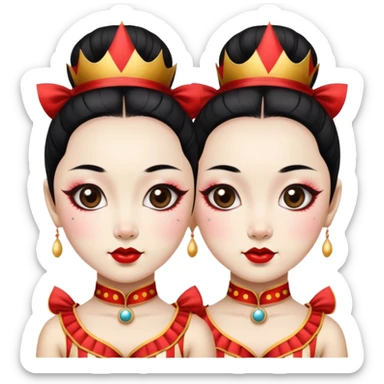Vintage circus beautiful Asian female siamese twins  sticker