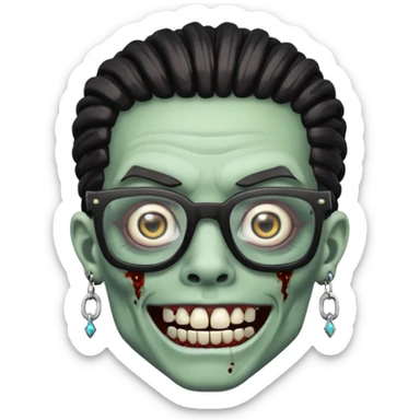 zumbi com grillz de diamante no dente, com nudread preto e óculos quadrado sticker