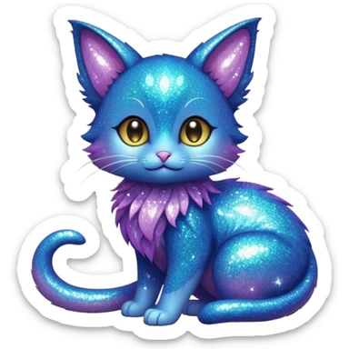P moe meow meow cute fuzzy realistic glittery Randomly-faerie-drake-colored sparkly exotic Fakémon-creature sticker