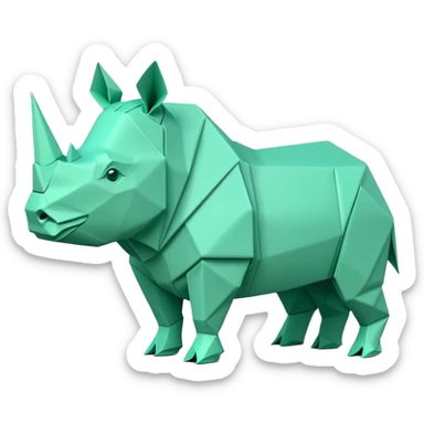 origami rhino in color green mint rgb(168, 251, 211) sticker