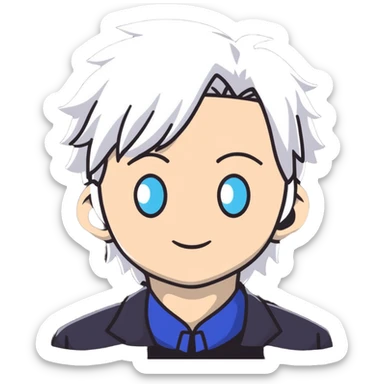 Satoru Gojo with white hair and blue eyes from Jujutsu Kaisen sticker