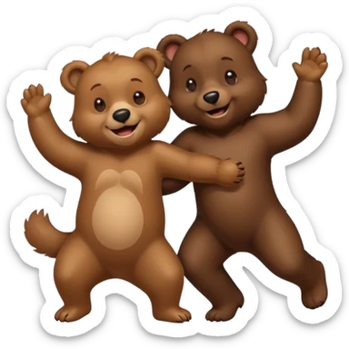 un ours très joyeux qui danse avec un chien sticker