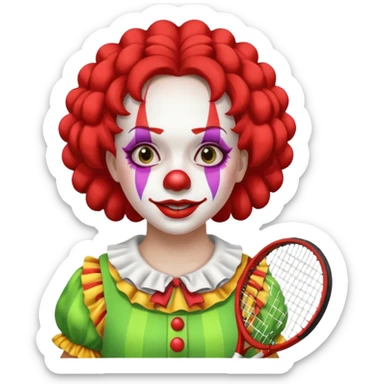 tennis player female clown child sticker