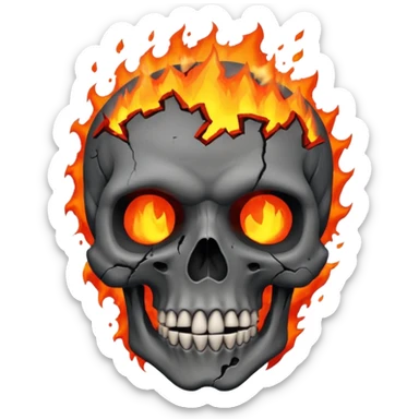 Skull who's upper side is exploded with an volcano eruption in his mind sticker