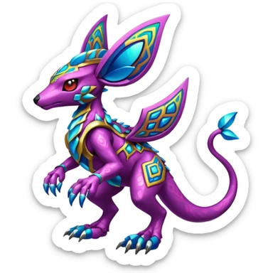  exotic colorful Protogen-Fakémon-Pokémon-Spectrobes-Digimon-Vernid-creature (full body) sticker
