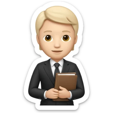 Apple Memoji-style 3D emoji of a diplomat wearing a formal suit holding a document or folder, soft shading, rounded shapes, no background. sticker