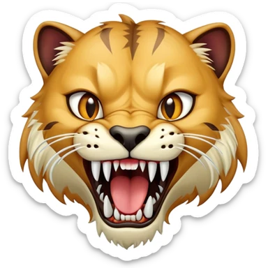 saber-toothed cat with gigantic canine teeth four times longer than its entire body, extremely exaggerated fangs sticker