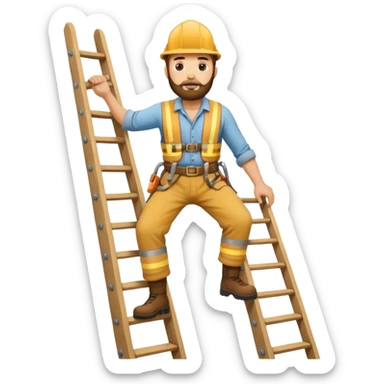 steeplejack man light skin with a beard on a ladder up  a spire sticker
