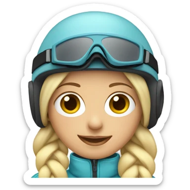 Blond girl with braids and a ski helmet and ski goggles  sticker