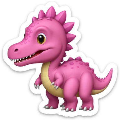 Crea un emoji de un dinosaurio de color rosa, que sea como este 🦖 sticker