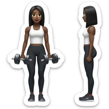 Pale girl with long legs black hair lifting weights sticker