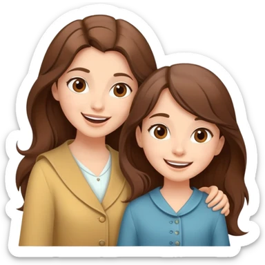  happy elegant beautiful girl flowy brown hair that is more valuable then corals and her sister excited to see to travel the world sticker
